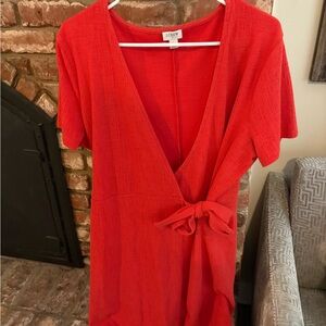 J. Crew Vibrant Red Wrap Dress
